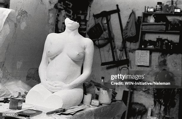 broken female statue in artistic studio - unvollständig stock-fotos und bilder
