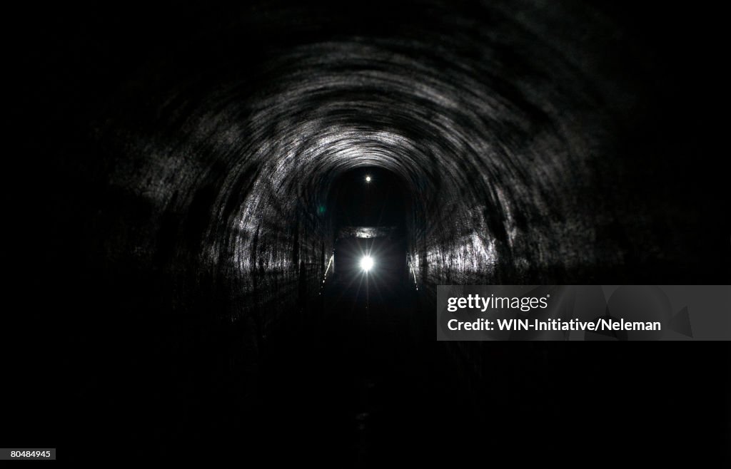 Headlamp in an underground tunnel