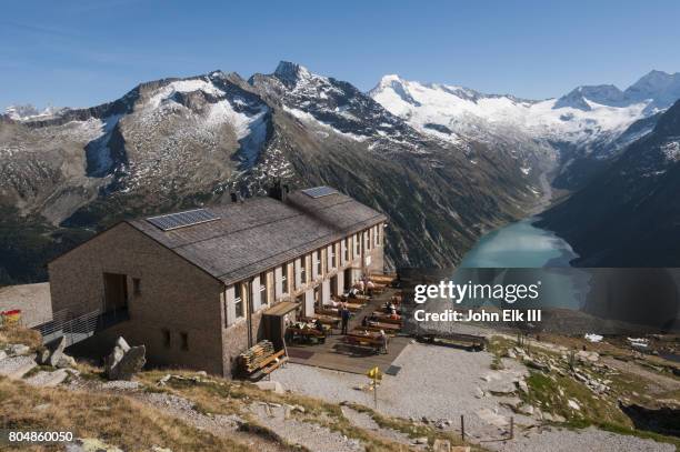 olpererhutte refuge - zillertal stock pictures, royalty-free photos & images