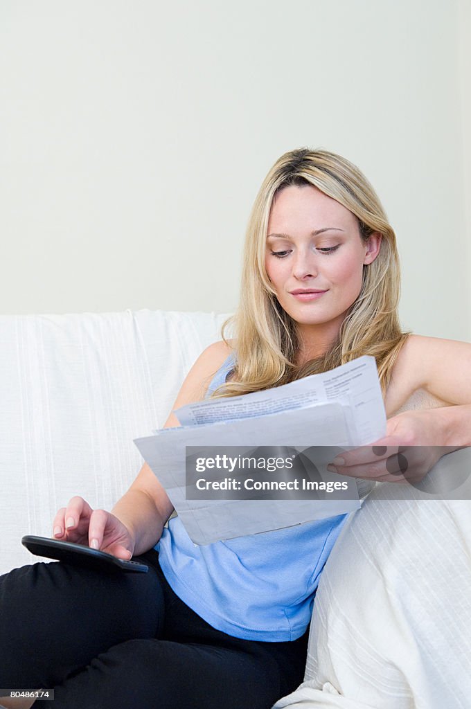 Woman doing home finances