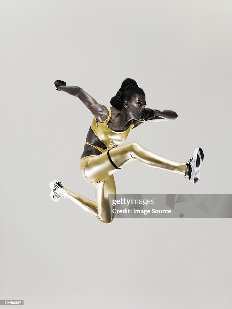 An athlete jumping