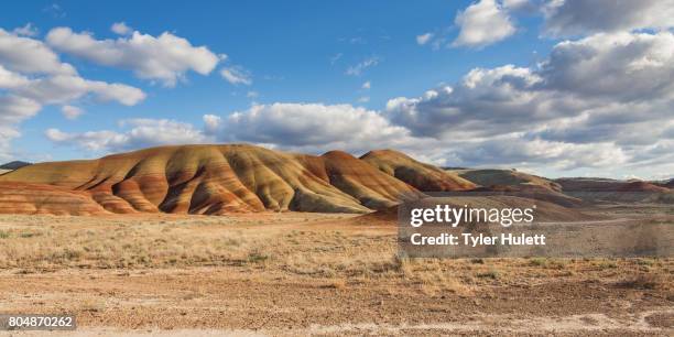 painted hills in spring with light clouds - oregon wilderness stock pictures, royalty-free photos & images