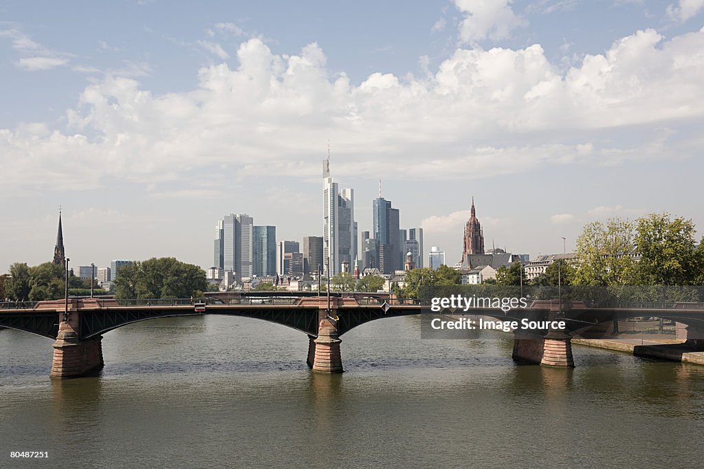 Bridge over main river in frankfurt