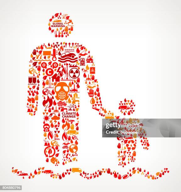 parnet and child global warming climate change vector pattern - river pollution stock illustrations
