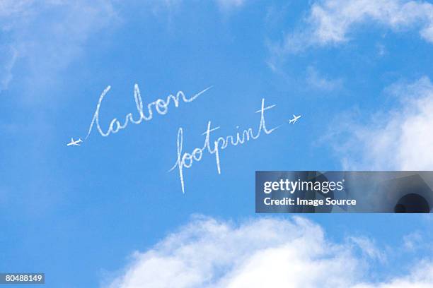 carbon footprint - skywriting stock pictures, royalty-free photos & images