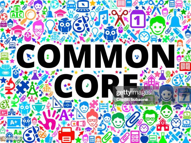 common core school and education vector icon background - common core stock illustrations