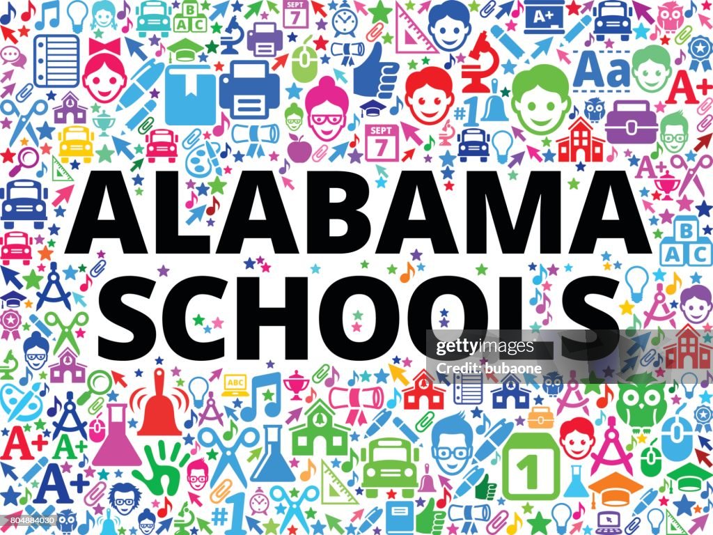 Alabama Schools School and Education Vector Icon Background