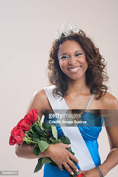 portrait of a beauty queen - sash stock pictures, royalty-free photos & images