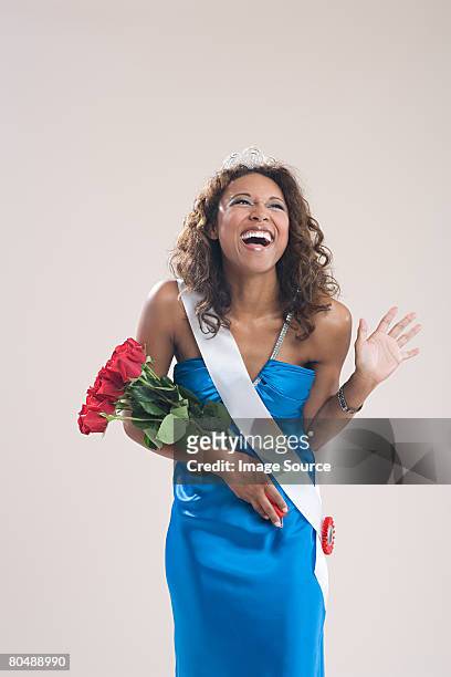 portrait of a beauty queen - sash stock pictures, royalty-free photos & images