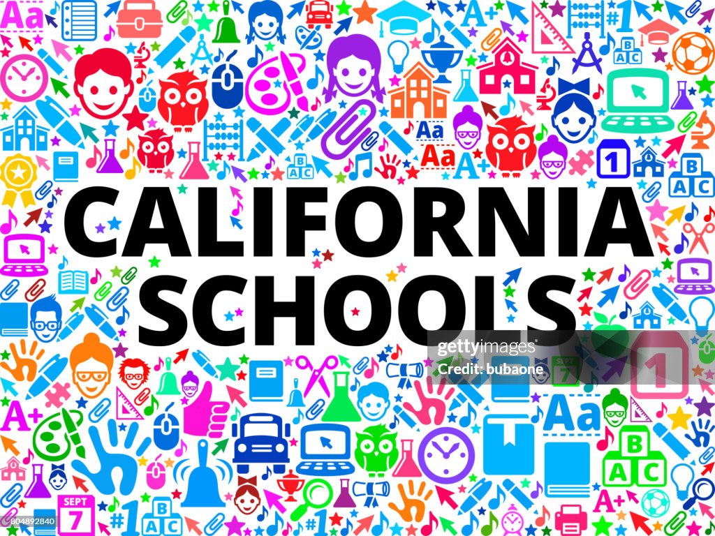 Escola de escolas de Califórnia e fundo do ícone educação Vector