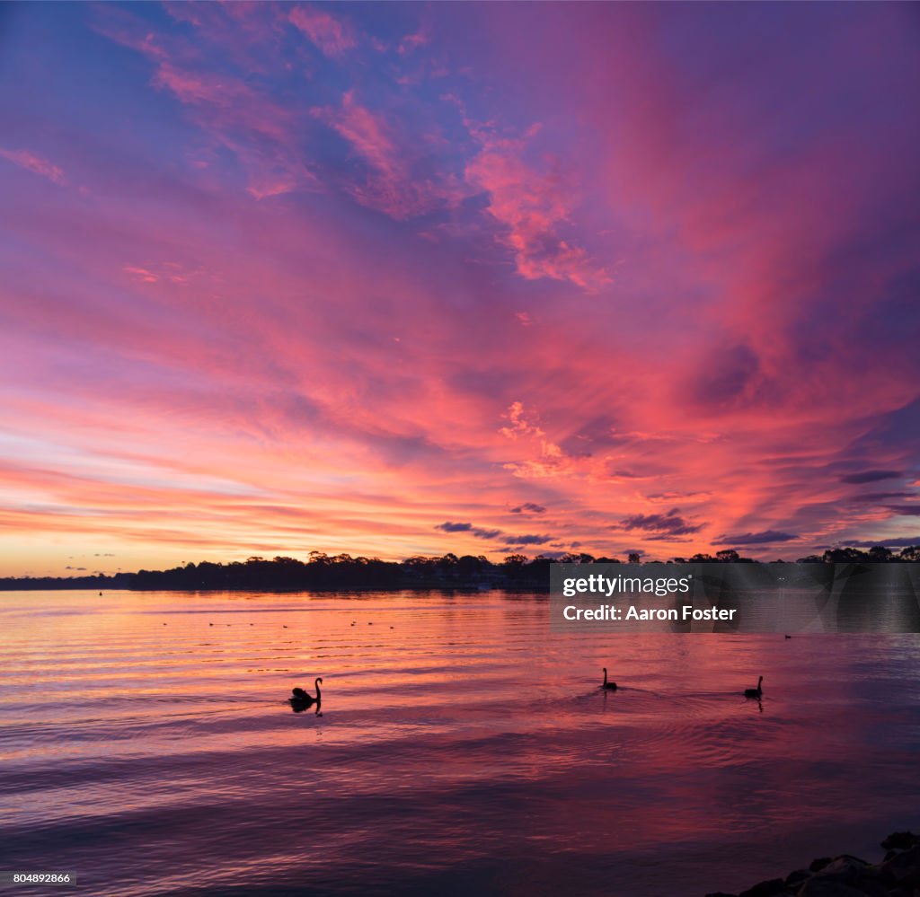 Sunset over lake