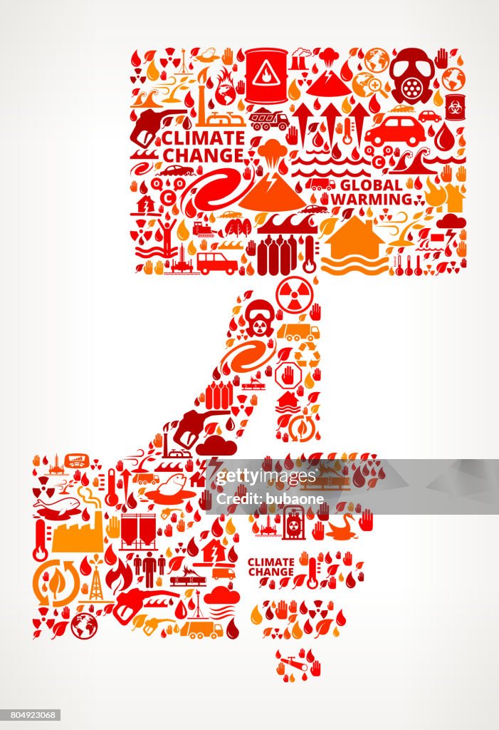 Hand Holding Price Tag Global Warming Climate Change Vector Pattern