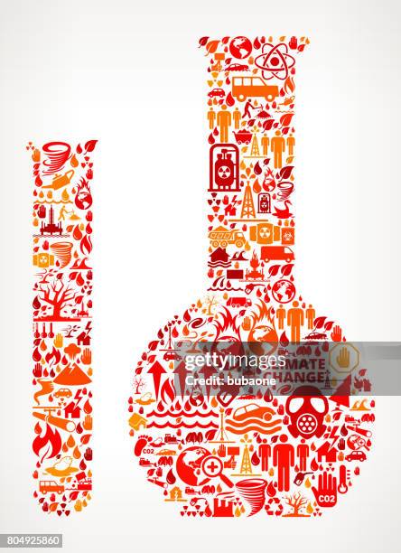 tube & flask global warming climate change vector pattern - volcano science stock illustrations