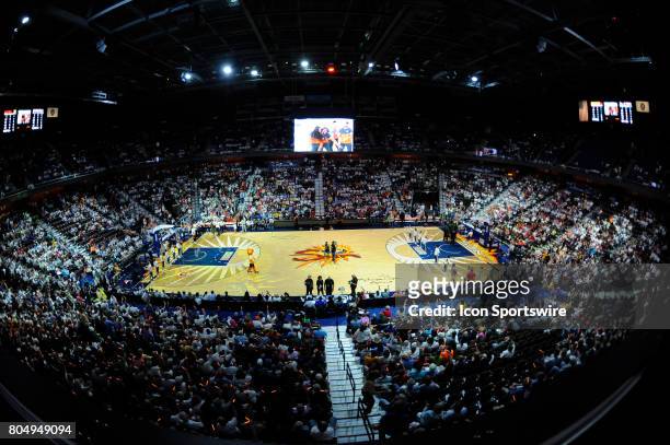 Wide angle shot of the Mohegan Sun Arena prior to the start of the game as the Connecticut Sun host the Seattle Storm on June 29, 2017 at the Mohegan...