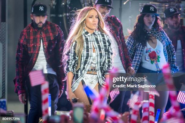 Jennifer Lopez performs during the pre -tape for the 41st annual Macy's 4th of July Fireworks over the East River in New York City on June 30, 2017...