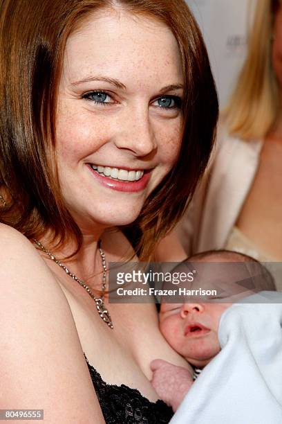 Actor Melissa Joan Hart with baby Braydon Hart Wilkerson arrive for the book release party Of "The Hot Mom To Be Handbook: Womb With A View" on April...