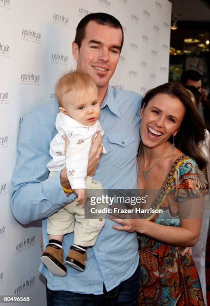 Actor Trista Sutter with Ryan Sutter and son Max pose for the book release party Of "The Hot Mom To Be Handbook: Womb With A View" on April 2, 2008...