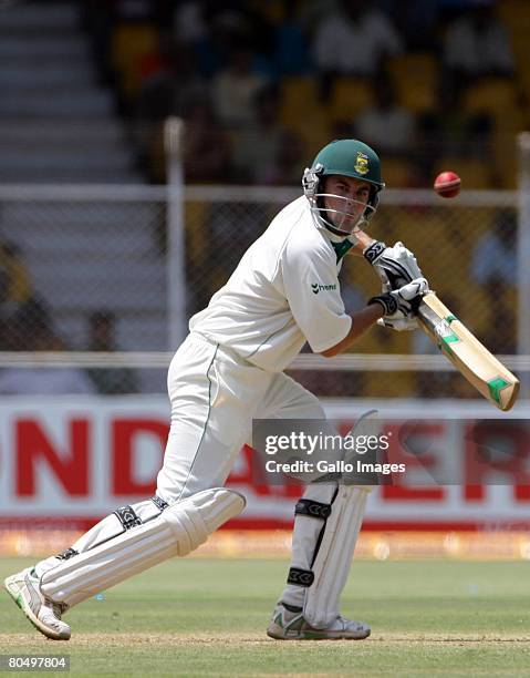 Neil McKenzie of South Africa in action during day one of the second test match between India and South Africa held at Sardar Patel Gujarat Stadium...