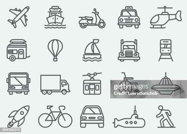 transportation vehicles line icons - automatic gearshift stock illustrations