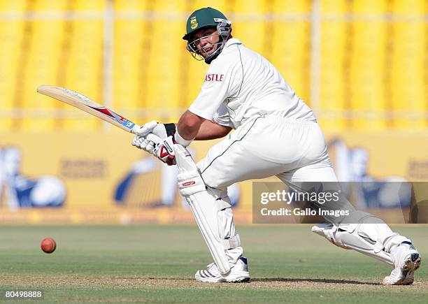 Jacques Kallis of South Africa in action during day one of the second test match between India and South Africa held at Sardar Patel Gujarat Stadium...