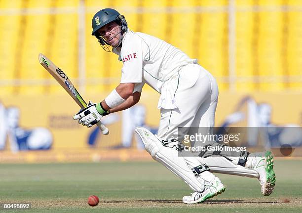 Jacques Kallis of South Africa in action during day one of the second test match between India and South Africa held at Sardar Patel Gujarat Stadium...