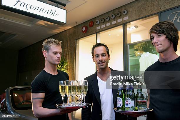 Actor and DJ of the night Alex Dimitriadis, attends the official launch for the first Faconnable store in Australia on April 3, 2008 in Sydney,...
