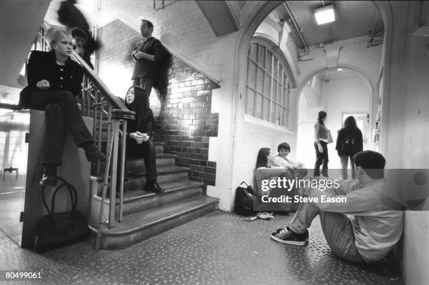 Students at Camberwell College Of Art, London, waiting for interview results, 26th April 1997.