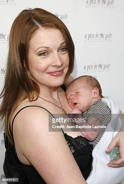 Melissa Joan Hart with baby Braydon Hart Wilkerson arrives at A Pea in the Pod Fashion Show and Book Party for the Hot Moms Club on April 2, 2008 at...