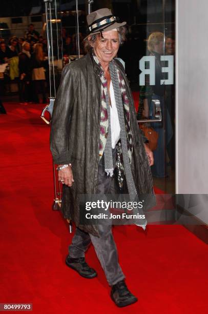 Rolling Stone Keith Richards attends the Shine A Light film premiere held at the Odeon Leicester Square on April 2, 2008 in London, England.