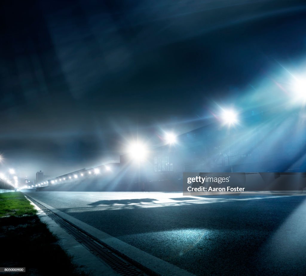 Night Race Track Straight