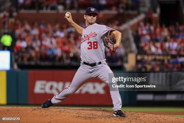 Washington Nationals relief pitcher Jacob Turner delivers during the fourth inning of a baseball game against the St. Louis Cardinals June 30 at...