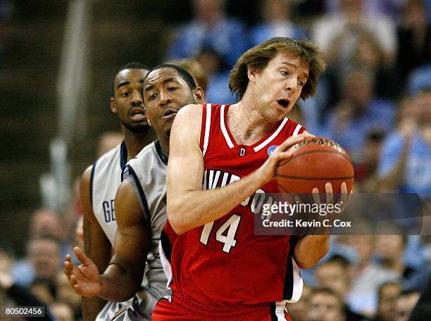 Max Paulhus Gosselin of the Davidson Wildcats controls the ball against the Georgetown Hoyas during the 2nd round of the East Regional of the 2008...
