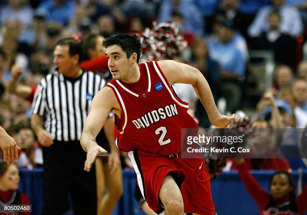 Jason Richards of the Davidson Wildcats runs upcourt against the Georgetown Hoyas during the 2nd round of the East Regional of the 2008 NCAA Men's...