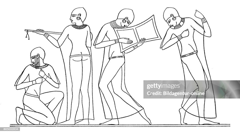 Musicians and dancers in ancient Egypt, 19th Dynasty, Thebes, c. 1200 ...