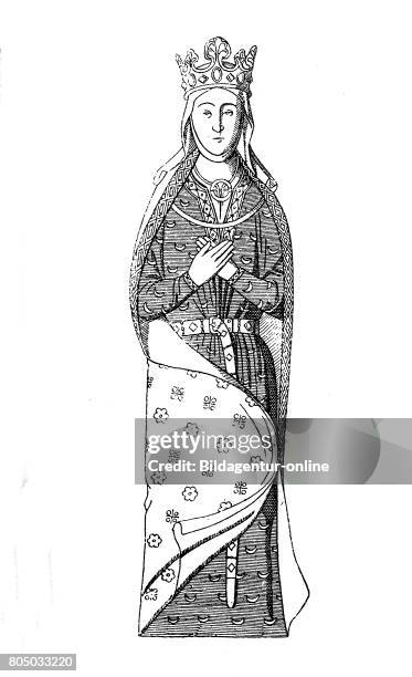 English queen, Isabella von Angouleme, wife of Johann without Land, 1200-1220, History of fashion, costume story.