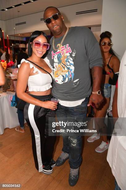 Jasmin Jaye and Glen Davis attend a Def Jam Celebration for 2 Chainz & Vince Staples Presented By Baller Alert on June 24, 2017 in Los Angeles,...