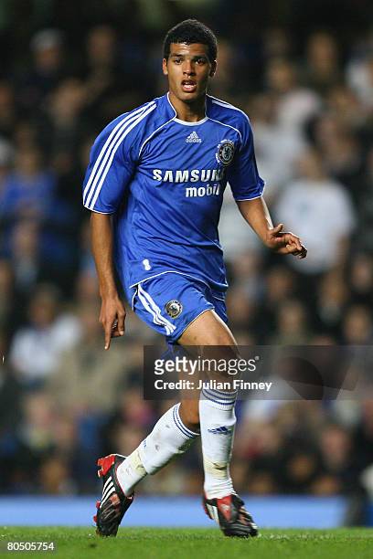 Jacob Mellis of Chelsea in action during the FA Youth Cup final first leg match between Chelsea and Manchester City at Stamford Bridge on April 3,...