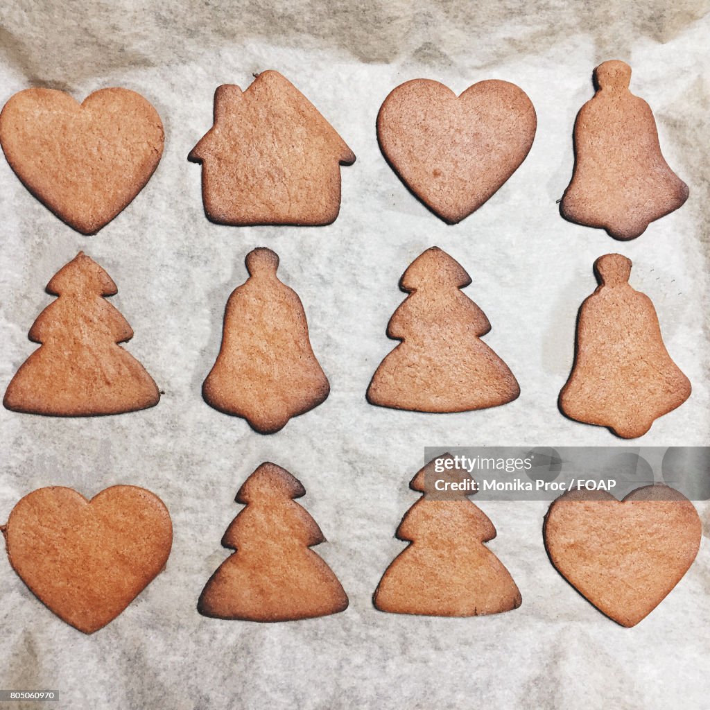 High angle view of gingerbread cookie