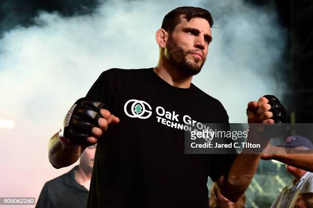 Jon Fitch prepares for his fight against Brian Foster in the welterweight main event during Professional Fighters League: Daytona at Daytona...