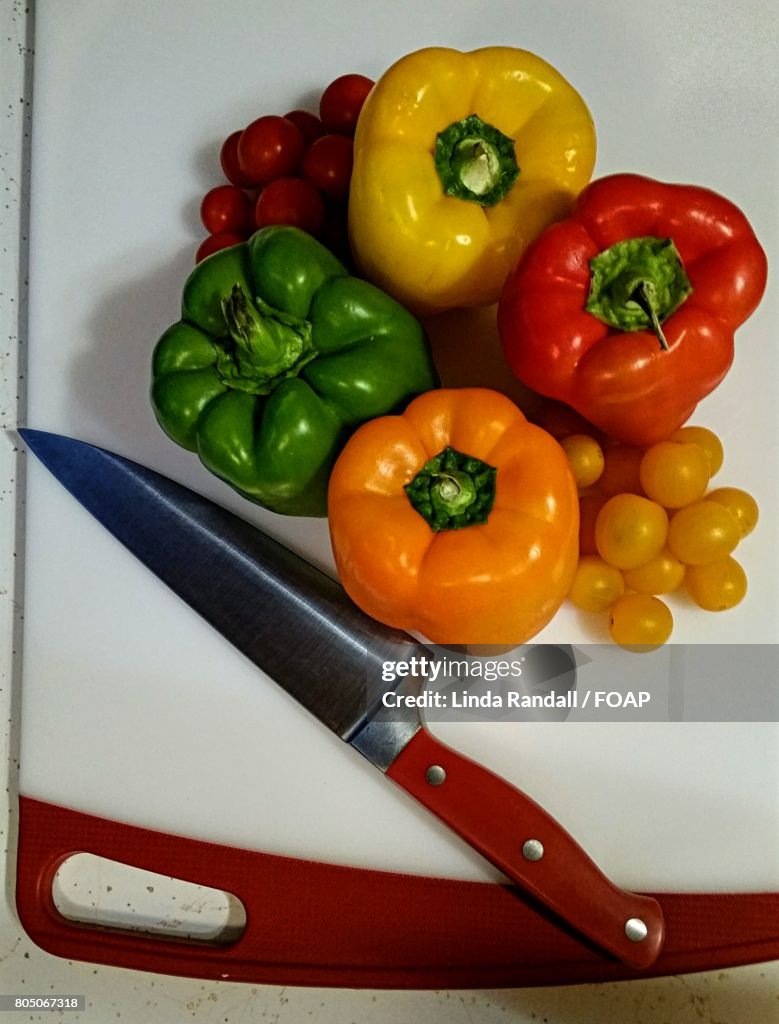 Colorful vegetables on cutting board