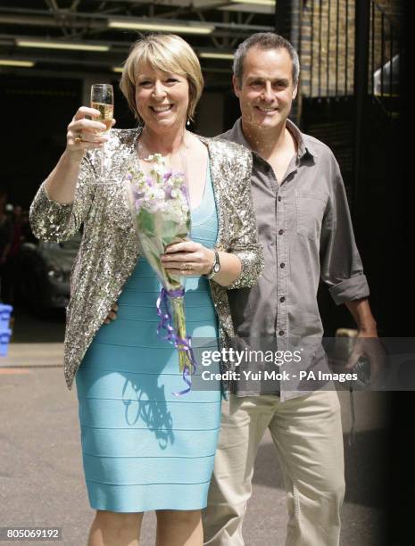 Fern Britton and her husband Phil Vickery leaving the London Studios in central London, after her final day on This Morning television programme.