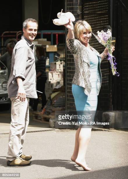 Fern Britton and her husband Phil Vickery leaving the London Studios in central London, after her final day on This Morning television programme.