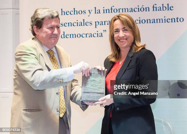 Juan Manuel Bonet and Katharine Viner attends 'Diario Madrid' Award on June 29, 2017 in Madrid, Spain.