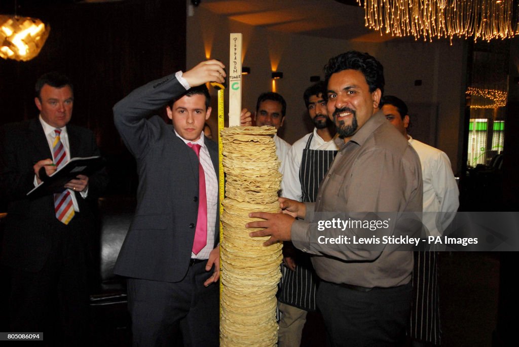 Tallest tower of poppadoms World Record attempt