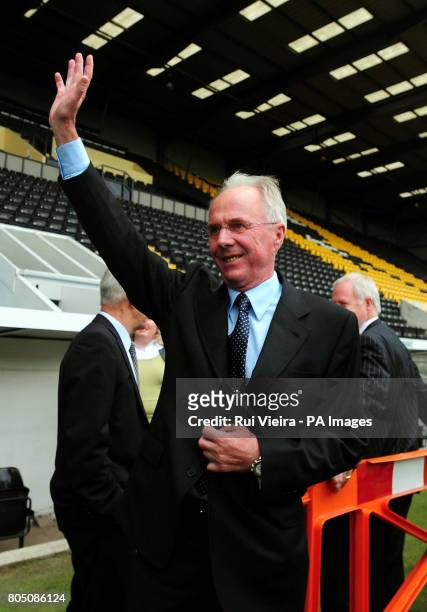 Sven Goran Eriksson appointed director of football at Notts County waves to the fans during the press conference at Meadow Lane, Nottingham.