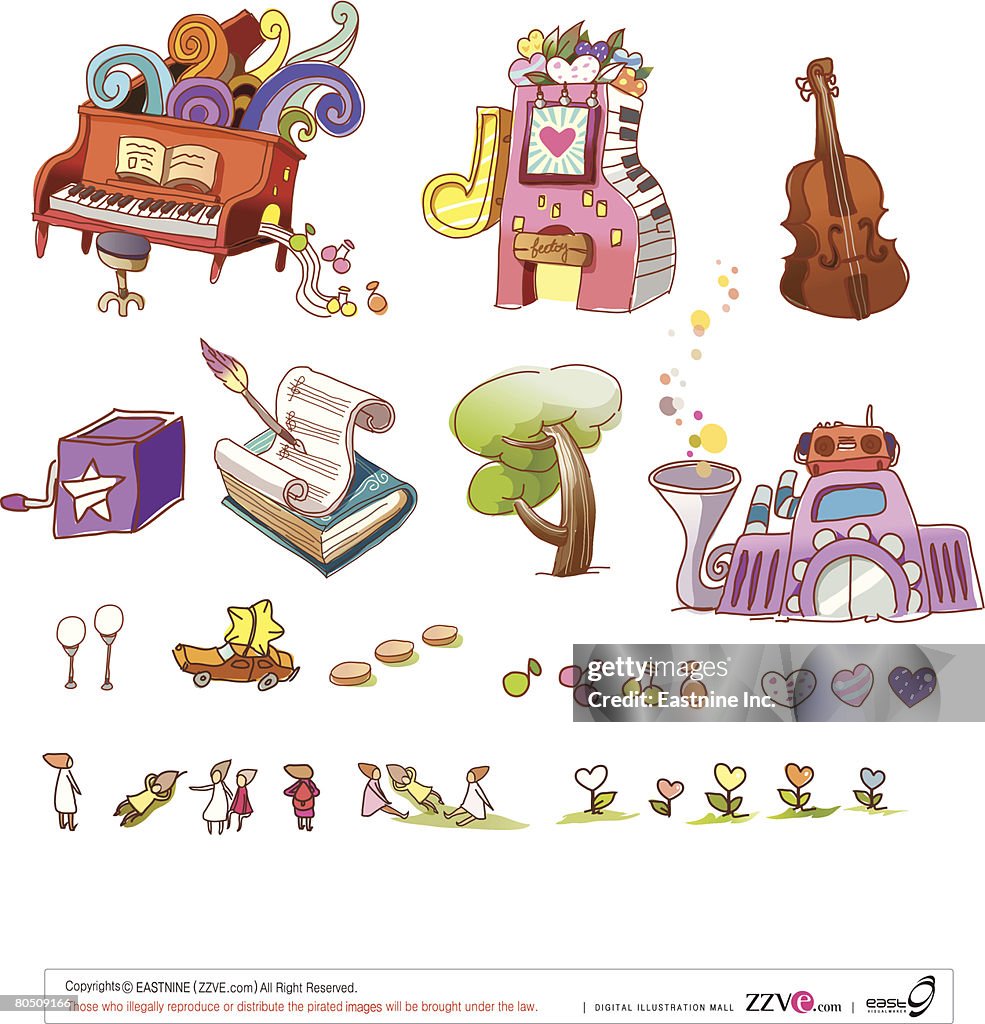 Variation of objects displayed against white background