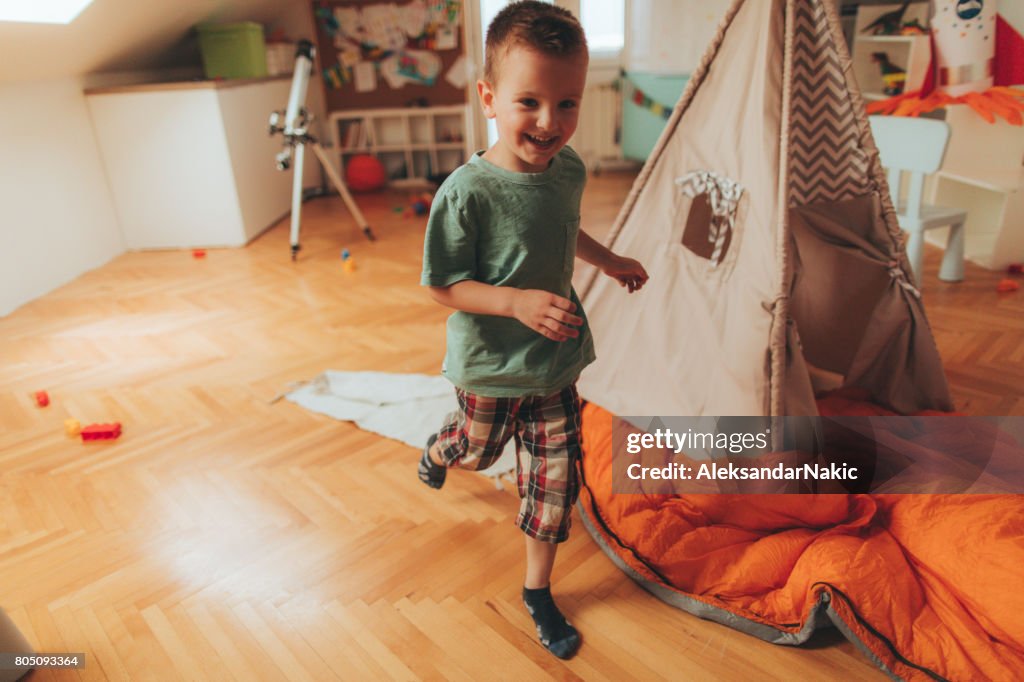 Boy in a playroom