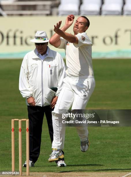 Australia's Stuart Clark in action during the tour match at the County Ground, Northampton.