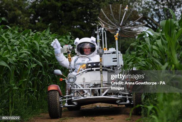 York Maze owner Tom Pearcy inside a lunar buggy during the launch of the 2009 York Maze, which is to mark the 40th anniversary of the moon landings...