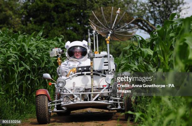 York Maze owner Tom Pearcy inside a lunar buggy during the launch of the 2009 York Maze, which is to mark the 40th anniversary of the moon landings...